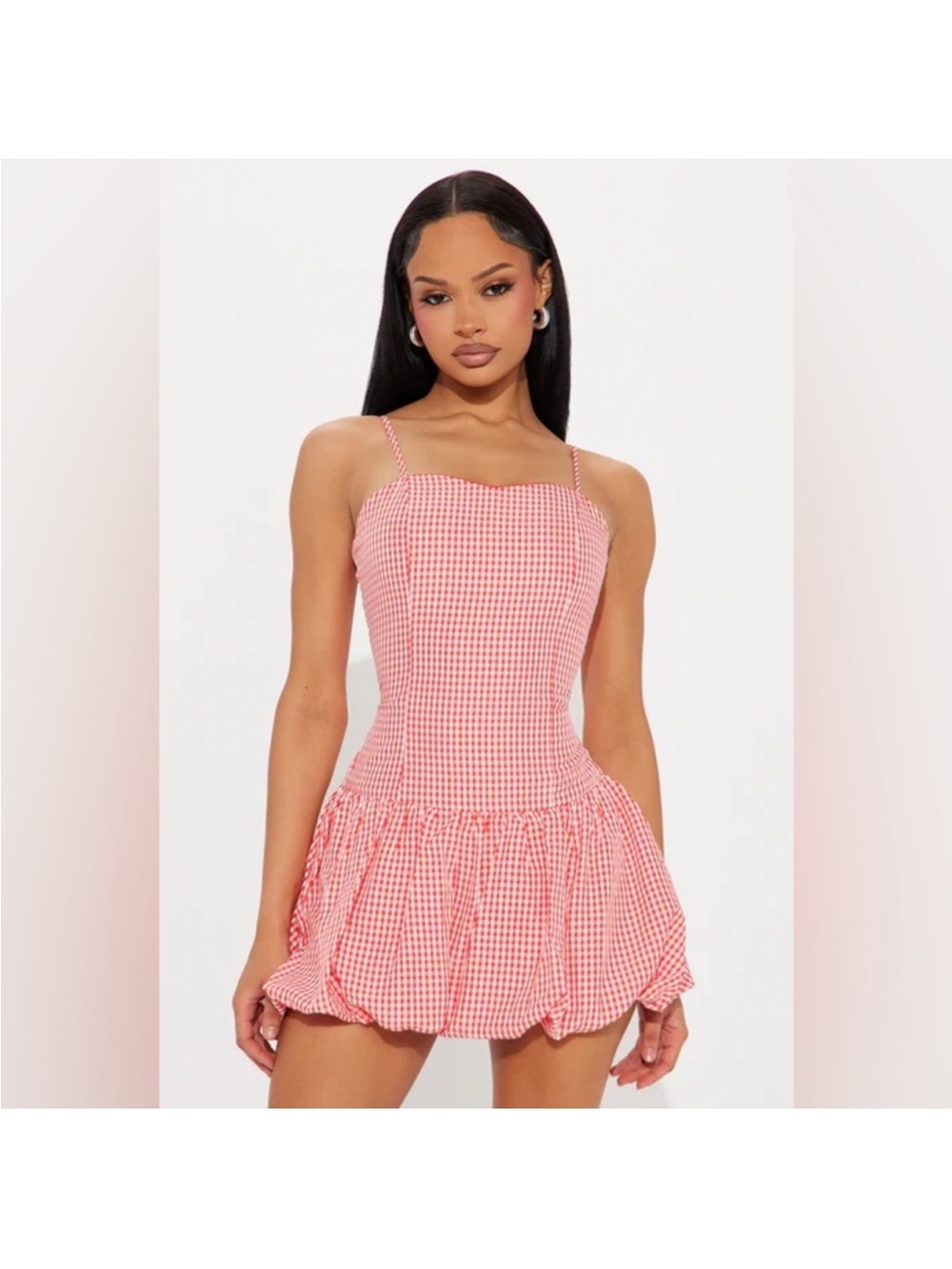Fashion Nova Pink Gingham Ruffled Mini Dress